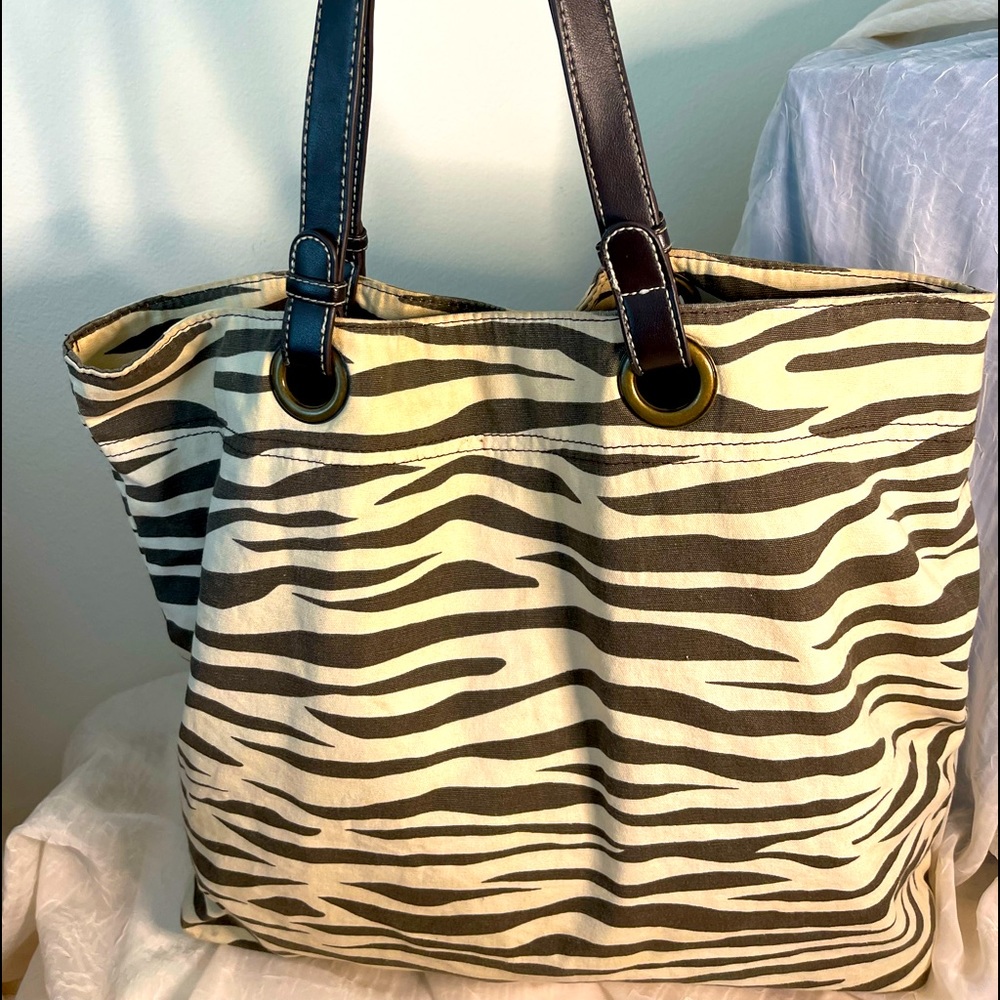 Brown And Tan Zebra Print Canvas Tote - image 1